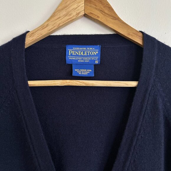 Pendleton 100% Merino Wool Men's Navy Blue Cardigan - Extra Large (XL) - Picture 1 of 6